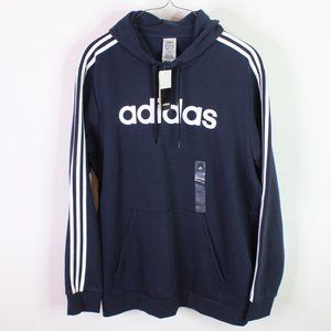 Navy Blue and White Adidas Mens Hoodie Sweatshirt 2XLT New with Tags